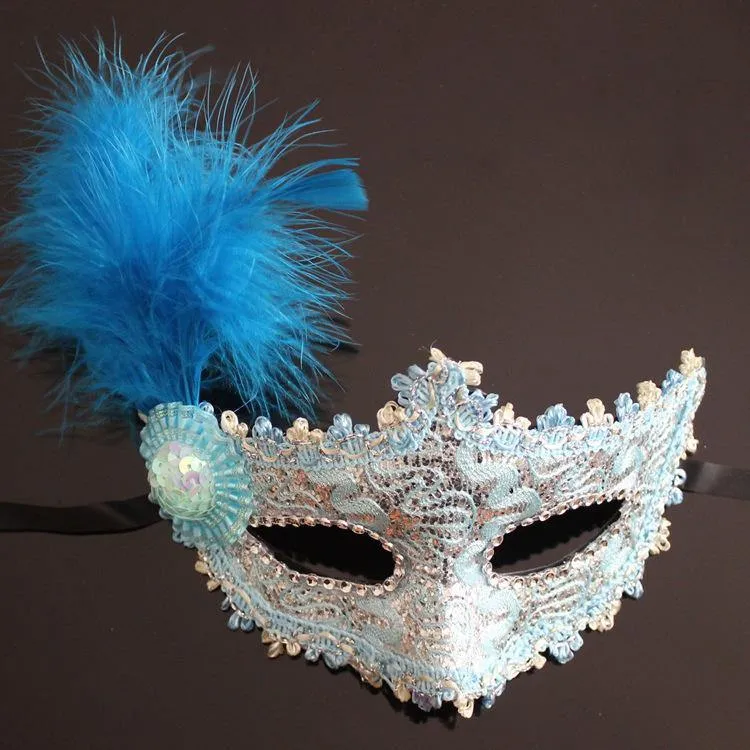 Lace Feather Masquerade Mask