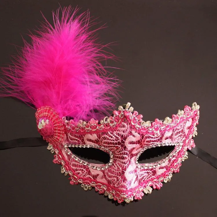 Lace Feather Masquerade Mask