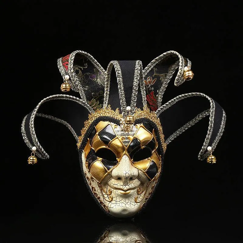 Crackled Venetian Jester Mask