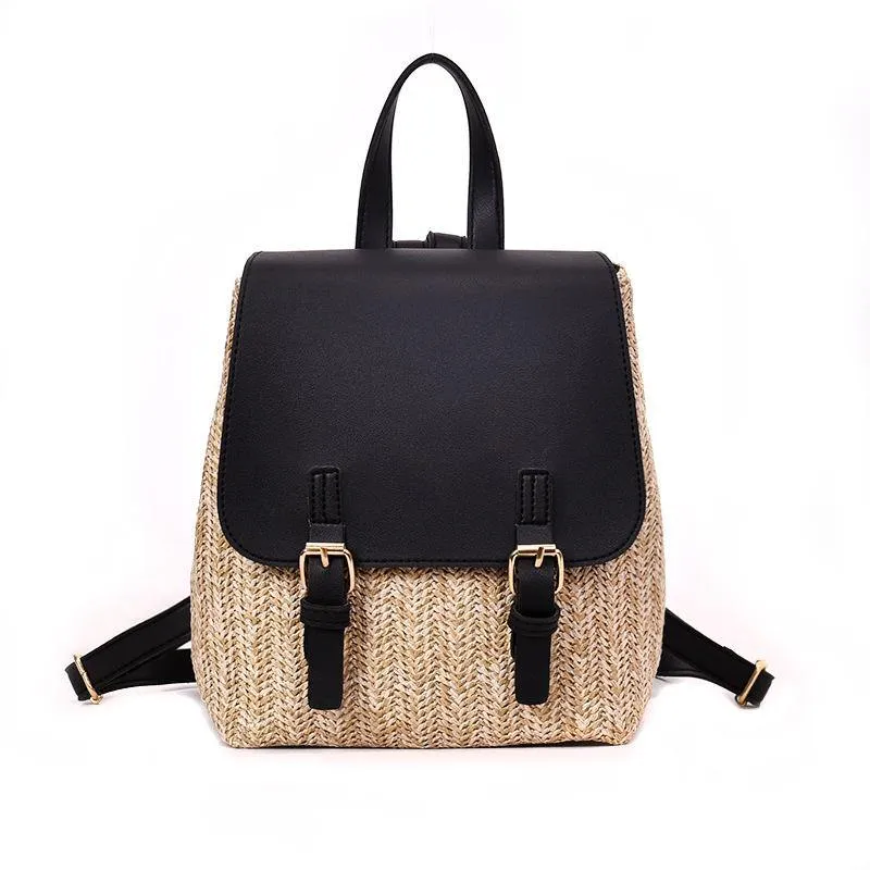 Straw Summer Travel Backpack