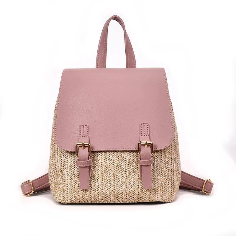 Straw Summer Travel Backpack