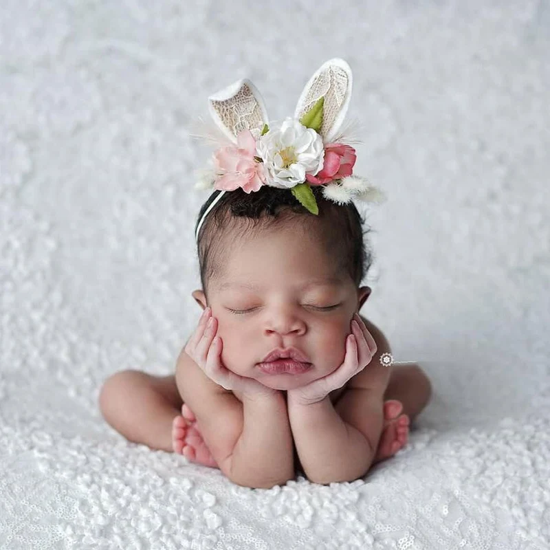 Newborn Photography Spring Floral Easter Bunny Headband