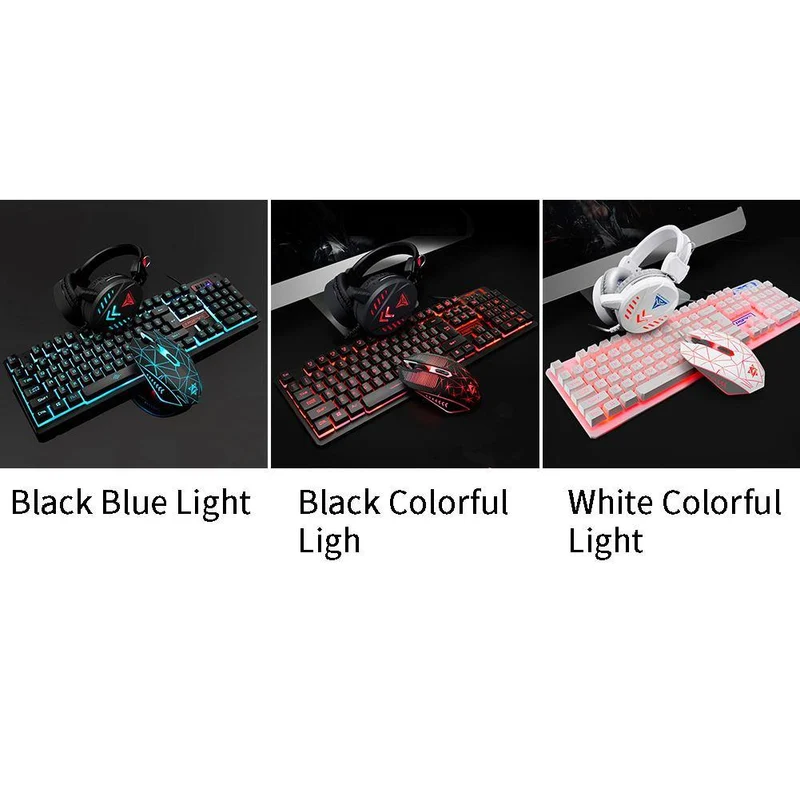 Illuminated PC Gaming Set (Keyboard, Mouse, Headset, and Mouse Pad)