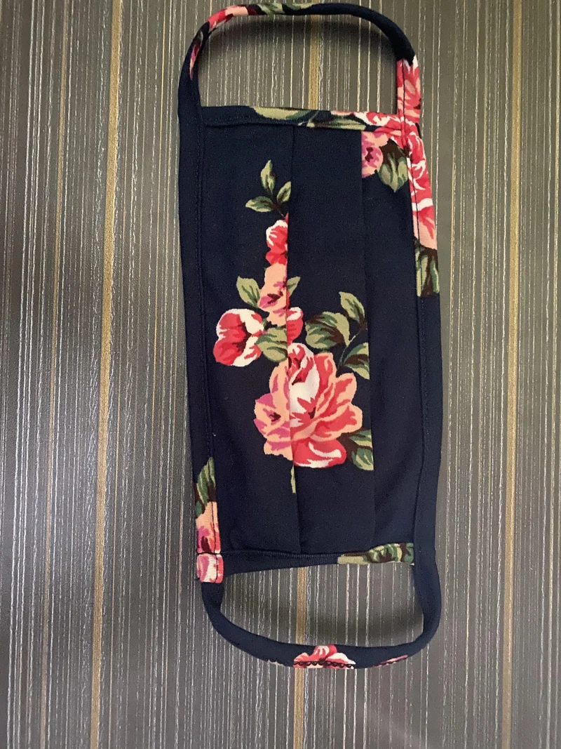 Floral Print Pleated T-Shirt Cloth Face Mask