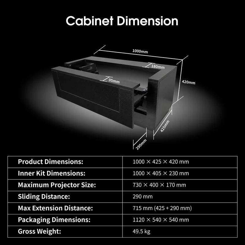 WUPRO Cinema Smart Laser TV Cabinet CineCube for UST projector