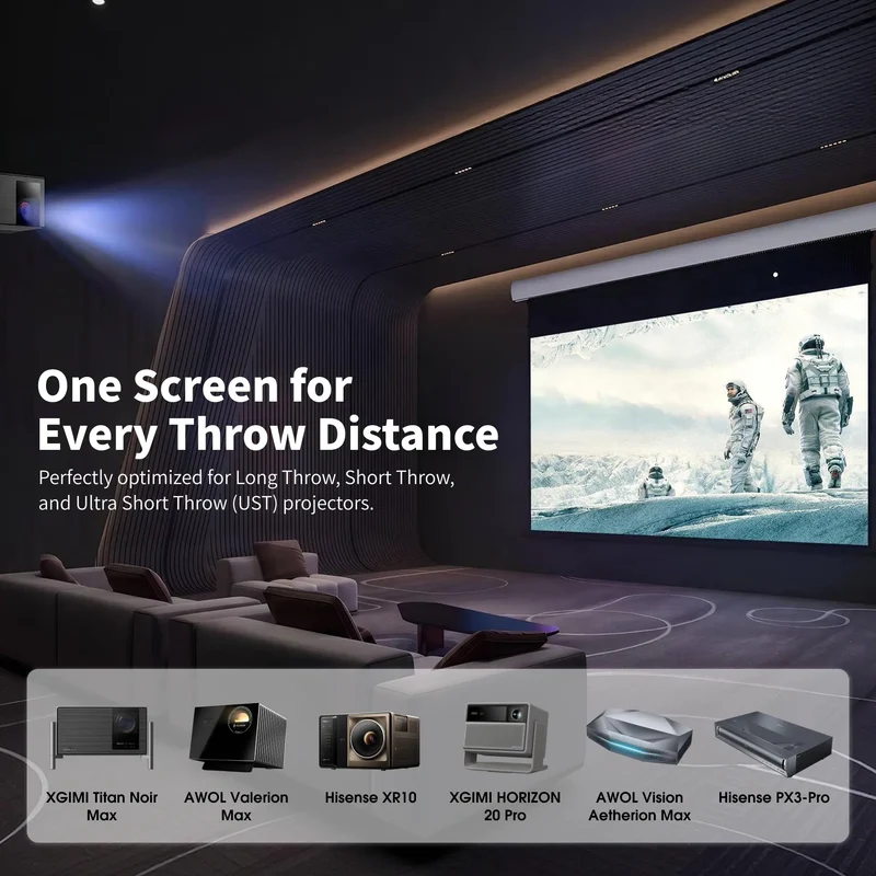 WUPRO Cinema FlowArc Smart Motorized Drop-Down Screen Anti Speckle Woven Acoustically Transparent