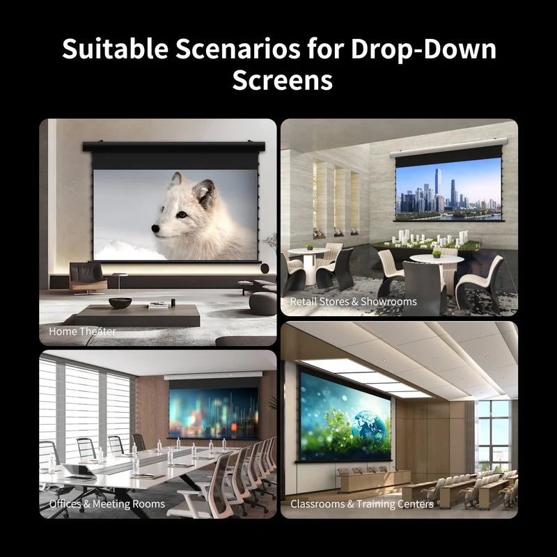 WUPRO Cinema FlowArc Smart Motorized Drop-Down Screen Anti Speckle Woven Acoustically Transparent