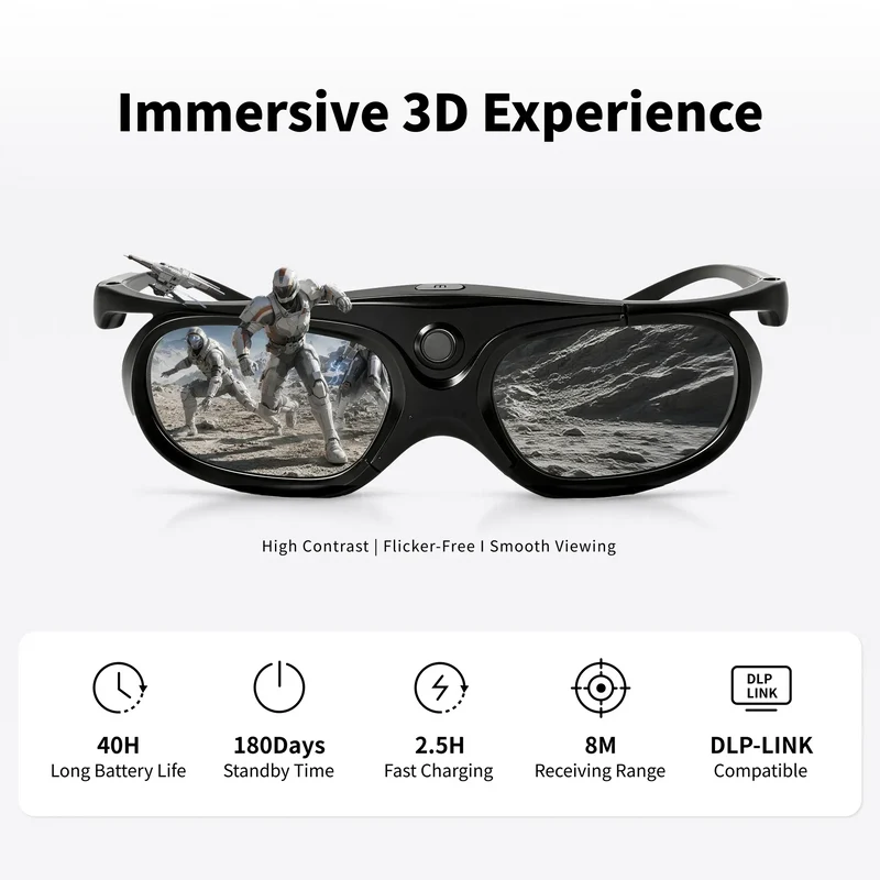 Active Shutter 3D Glasses for DLP-Link Projectors