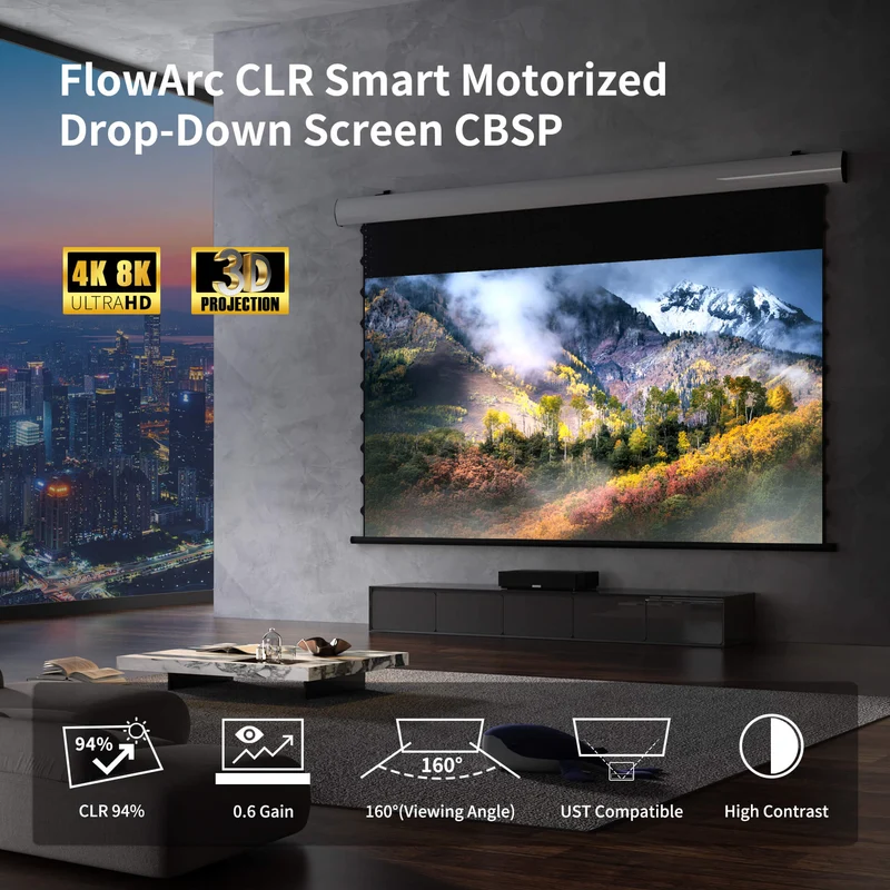 WUPRO Cinema FlowArc CLR Smart Motorized Drop-Down Screen CBSP