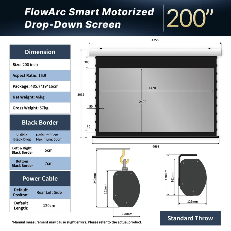 WUPRO Cinema FlowArc Smart Motorized Drop-Down Screen Soft Matte Grey