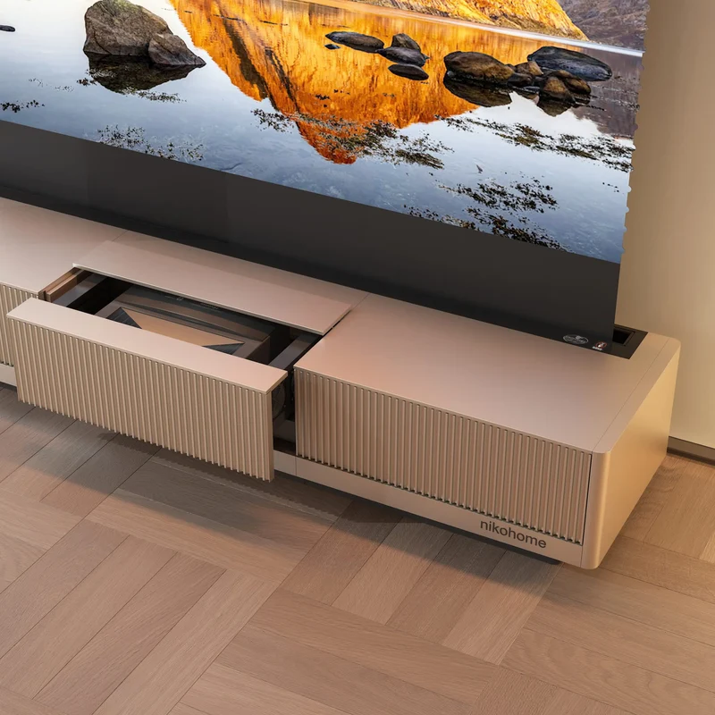 WUPRO Cinema SILVERFOX Invisible Ultra Short Throw Projector Laser TV Cabinet