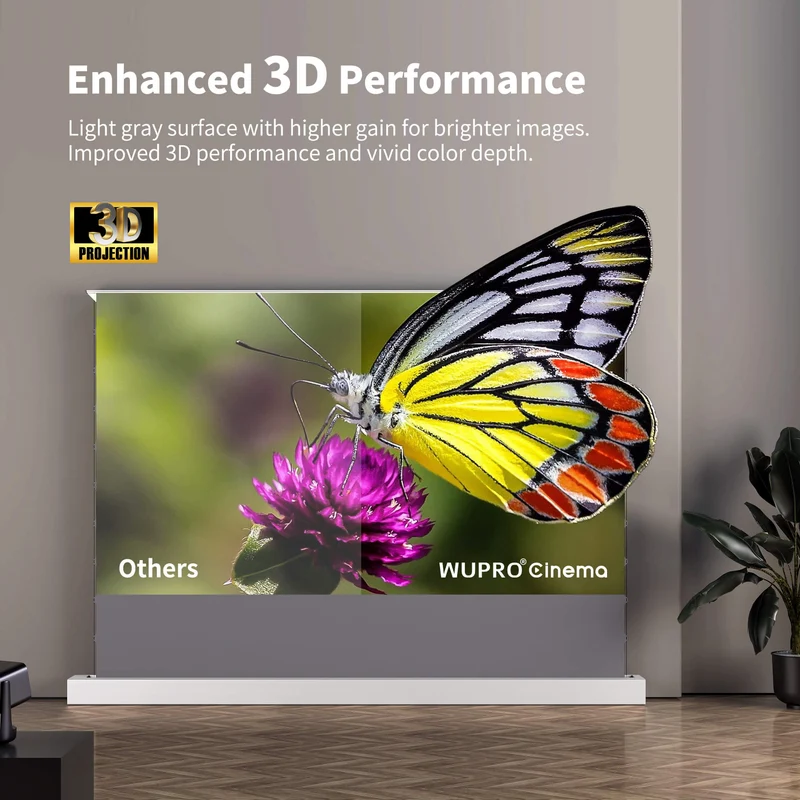 WUPRO Cinema LeApex Smart Motorized Floor Rising Screen Grey Crystal