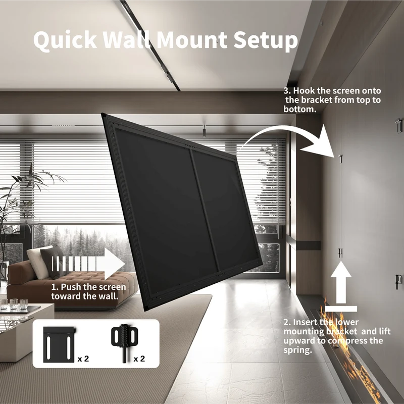 WUPRO Cinema 150 Inch Seamless Gallery Series CLR Fixed Frame Screen Lenticular UST