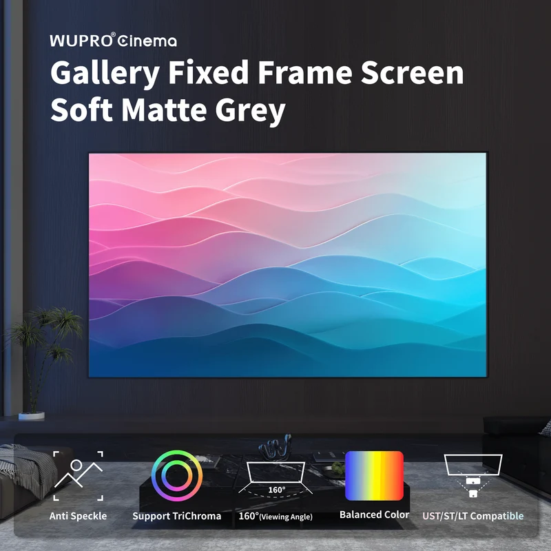WUPRO Cinema Gallery Fixed Frame Screen Soft Matte Grey