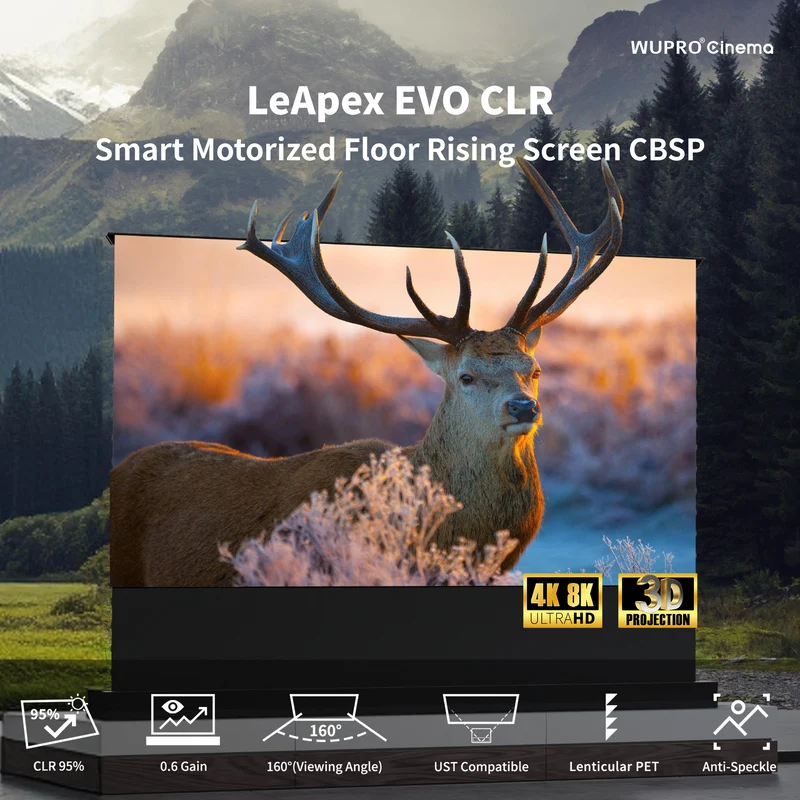 WUPRO Cinema LeApex EVO CLR Smart Motorized Floor Rising Screen CBSP