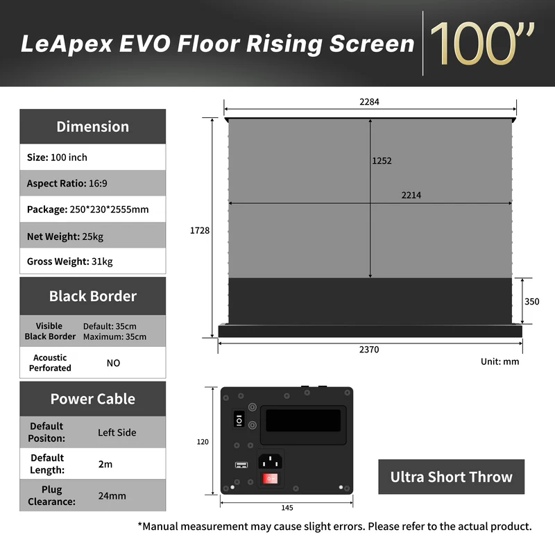 WUPRO Cinema LeApex EVO CLR Smart Motorized Floor Rising Screen CBSP