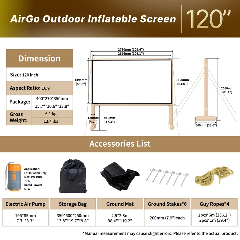 WUPRO Cinema AirGO Pop-Up Outdoor Inflatable Projector Screen