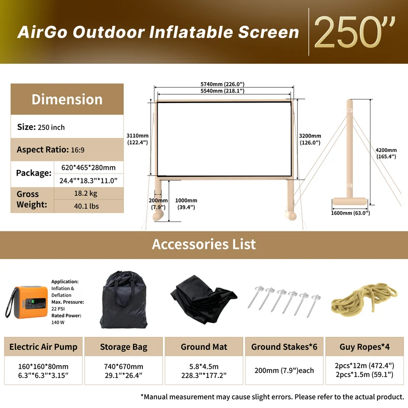 WUPRO Cinema AirGO Pop-Up Outdoor Inflatable Projector Screen