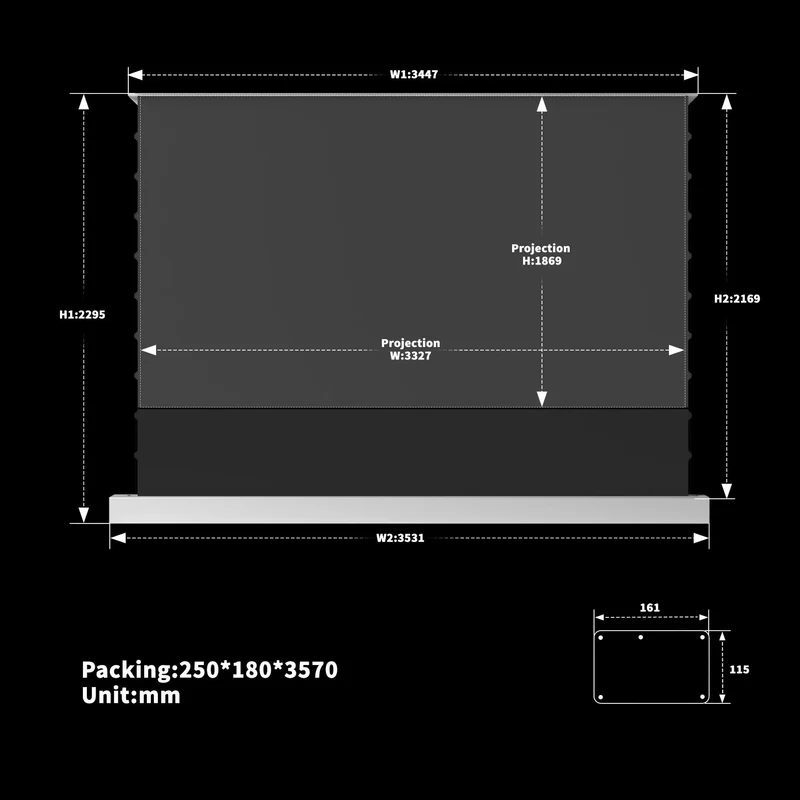 WUPRO Cinema 150 Inch CLR Smart Motorized Floor Rising Screen Lenticular UST