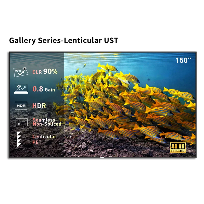 WUPRO Cinema 150 Inch Seamless Gallery Series CLR Fixed Frame Screen Lenticular UST