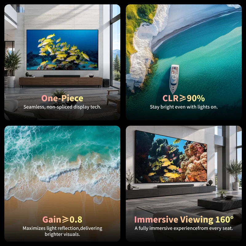 WUPRO Cinema 150 Inch Seamless Gallery Series CLR Fixed Frame Screen Lenticular UST