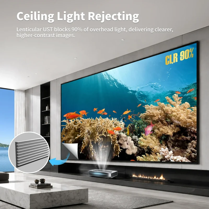 WUPRO Cinema 150 Inch Seamless Gallery Series CLR Fixed Frame Screen Lenticular UST