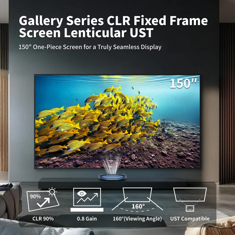 WUPRO Cinema 150 Inch Seamless Gallery Series CLR Fixed Frame Screen Lenticular UST