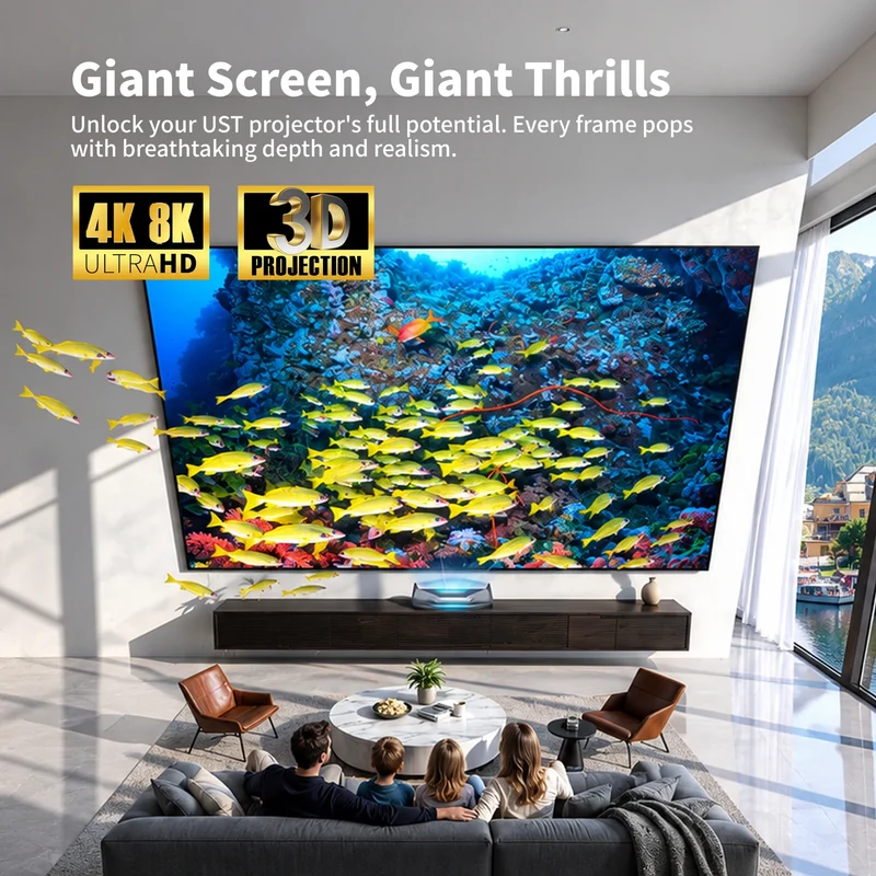 WUPRO Cinema 150 Inch Seamless Gallery Series CLR Fixed Frame Screen Lenticular UST