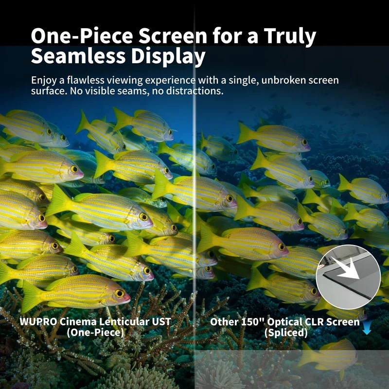 WUPRO Cinema 150 Inch Seamless Gallery Series CLR Fixed Frame Screen Lenticular UST