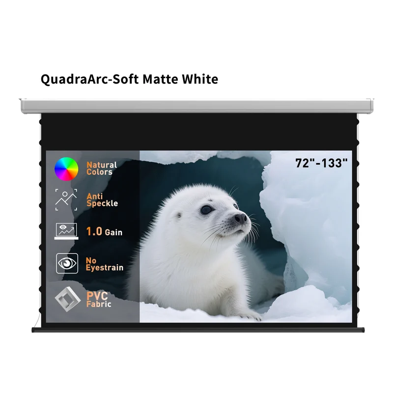 WUPRO Cinema QuadraArc Smart Motorized Drop-Down Screen Soft Matte White
