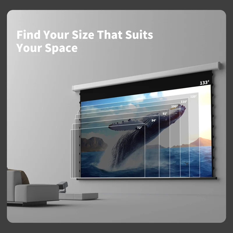WUPRO Cinema QuadraArc Smart Motorized Drop-Down Screen Soft Matte White