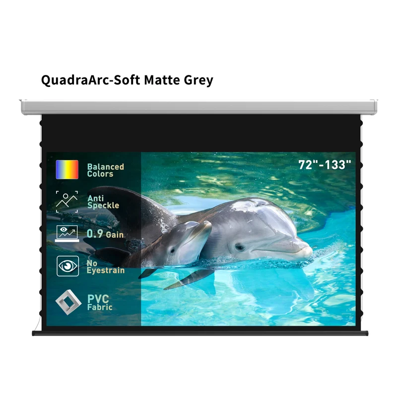 WUPRO Cinema QuadraArc Smart Motorized Drop-Down Screen Soft Matte Grey