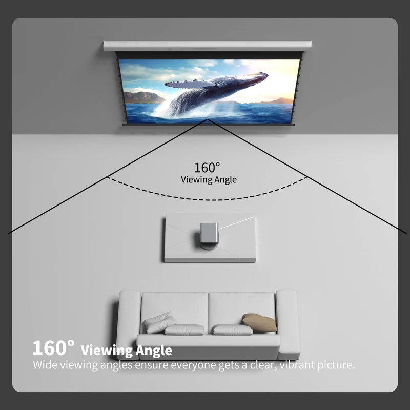 WUPRO Cinema QuadraArc Smart Motorized Drop-Down Screen Grey Crystal