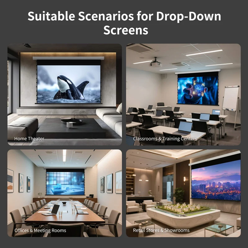 WUPRO Cinema QuadraArc Smart Motorized Drop-Down Screen Grey Crystal