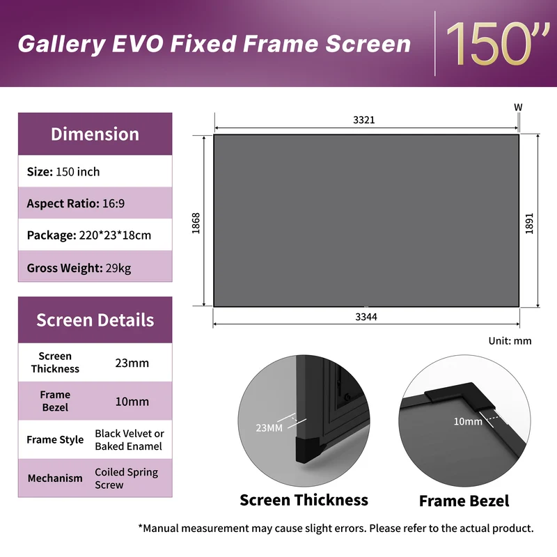 WUPRO Cinema 150" Gallery Evo CLR Fixed Frame Screen CBSP