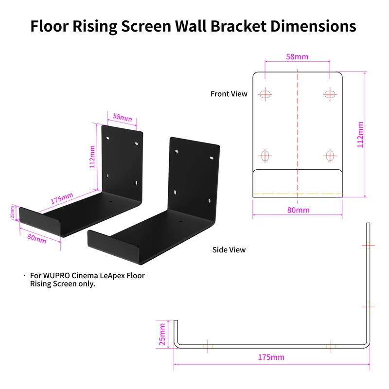 WUPRO Cinema Wall Bracket for Floor Rising Screen