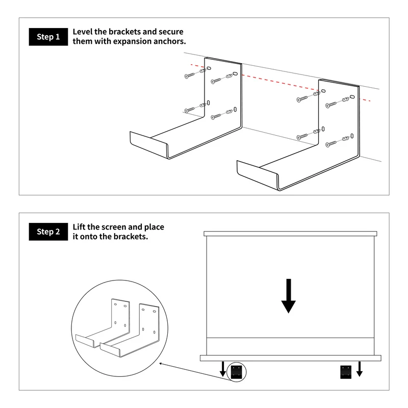 WUPRO Cinema Wall Bracket for Floor Rising Screen
