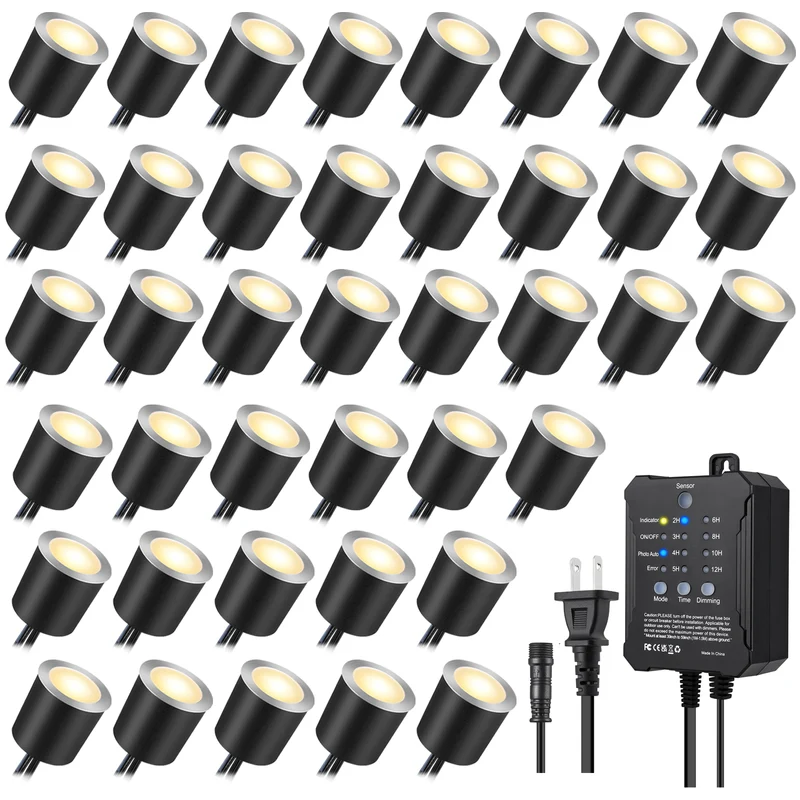 SMY Lighting Dimmable LED Deck Lights 40Pack with Timer and Photocell Sensor