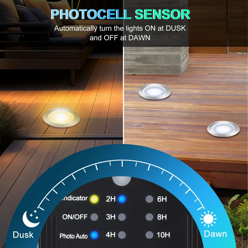 SMY Lighting Dimmable LED Deck Lights 20Pack with Timer and Photocell Sensor