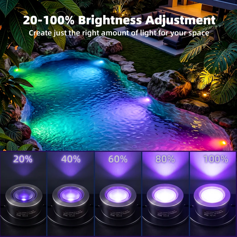 RGBWW Underwater Fountain Lights 8Head