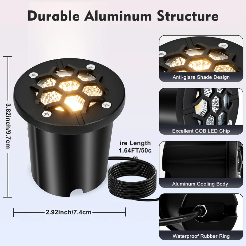 SMY Lighting 12W Landscape LED In Ground Lights Outdoor Warm White