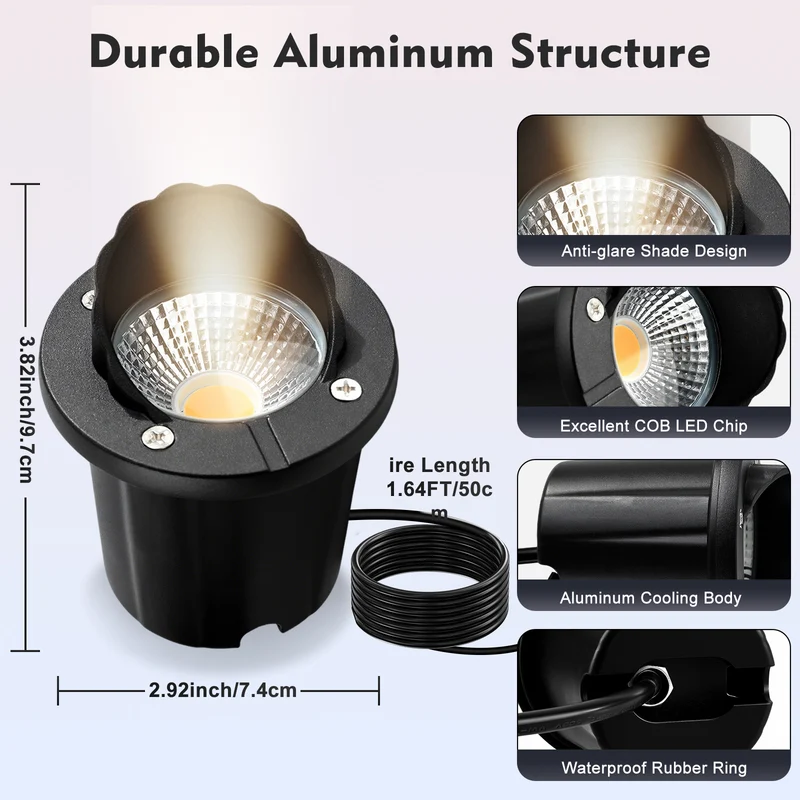 SMY Lighting 12W Landscape LED In Ground Lights Outdoor Warm White