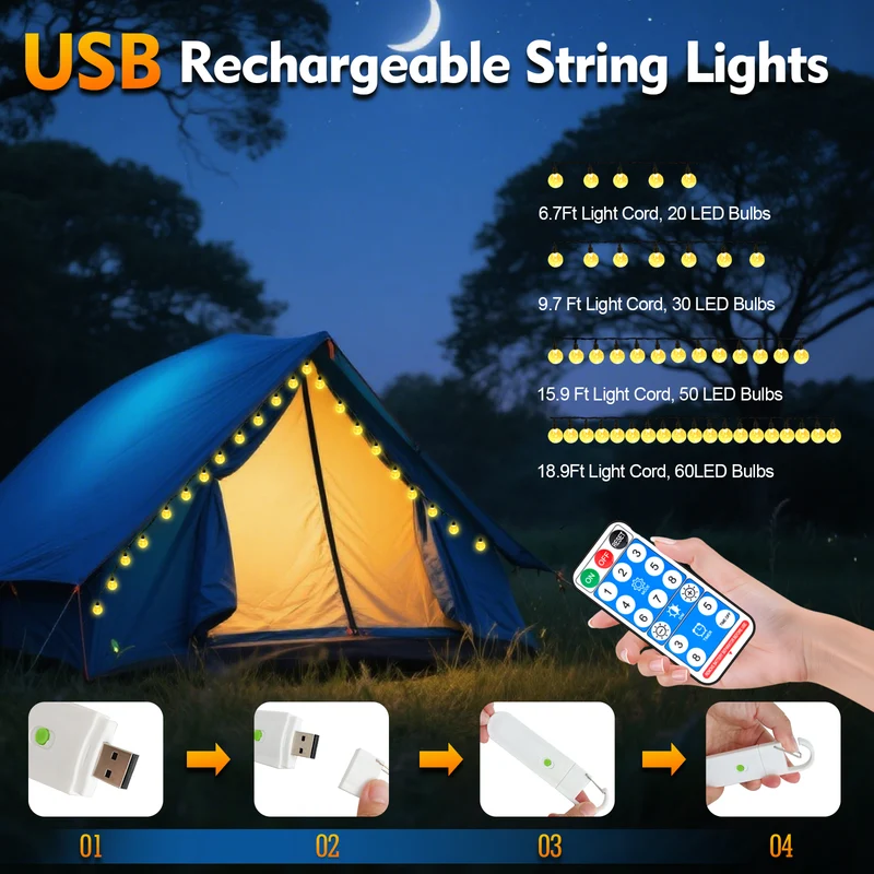 SMY Lighting 16FT Rechargeable Battery String Light