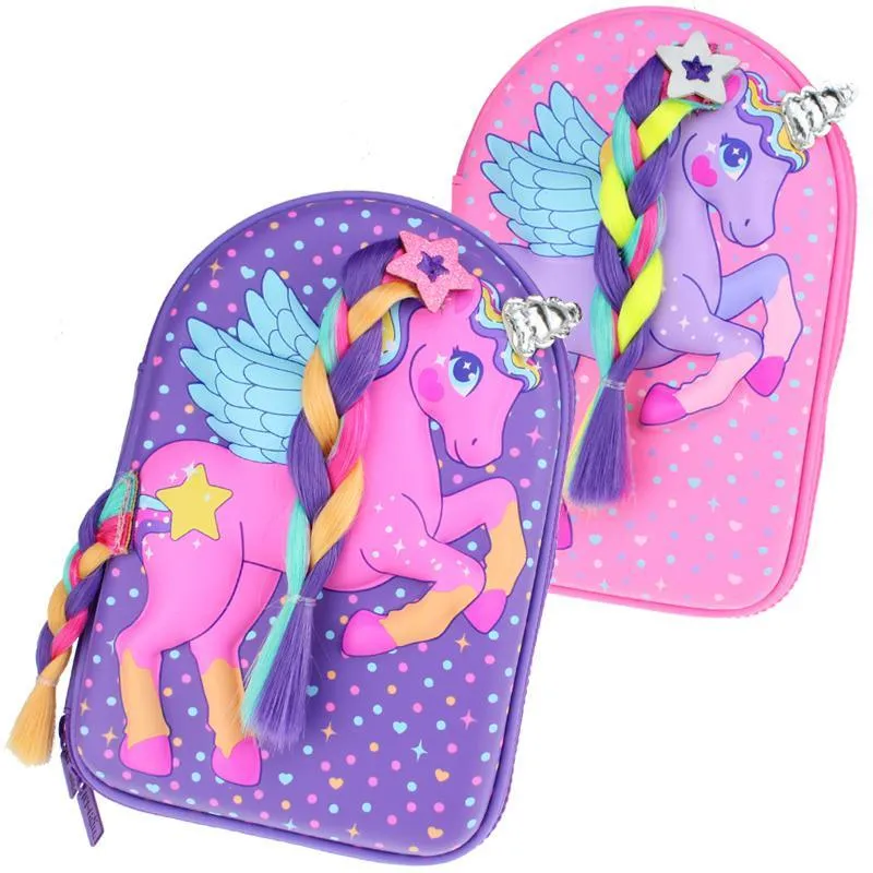 Long-braided Unicorn Pencil Case