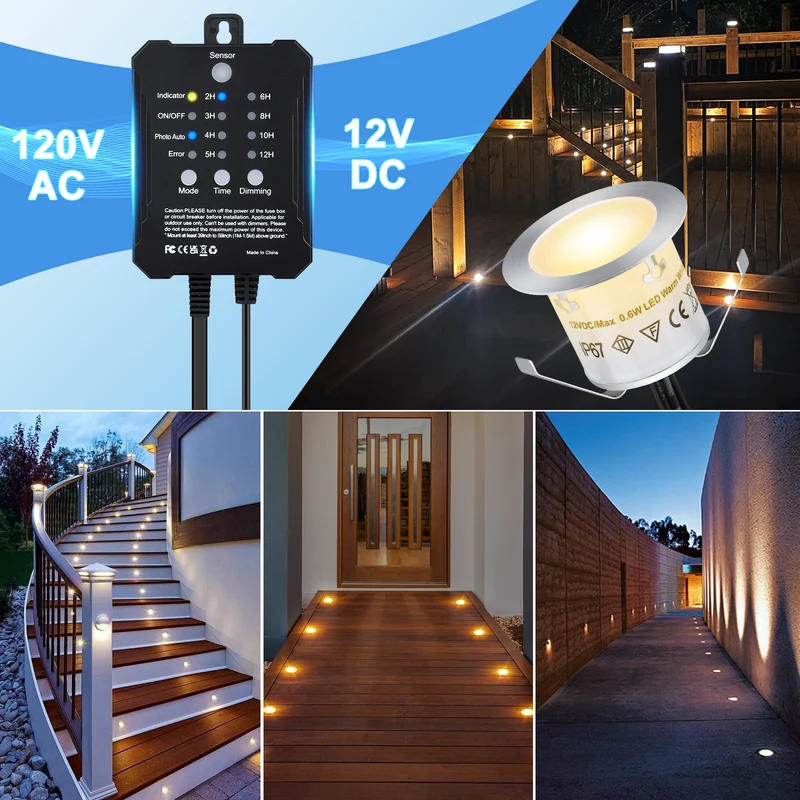 SMY Lighting Dimmable LED Deck Lights 20Pack with Timer and Photocell Sensor