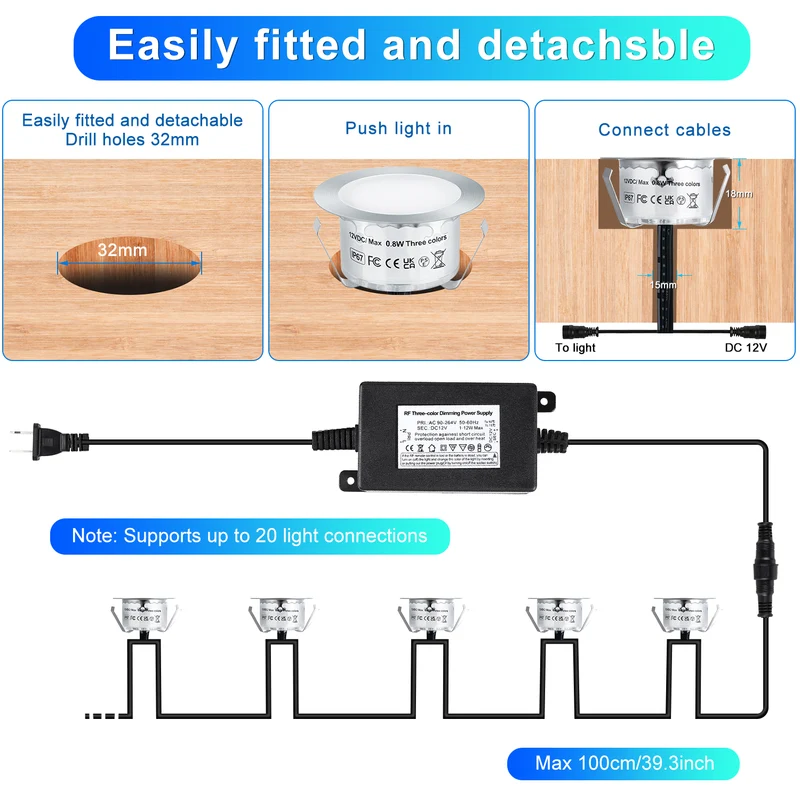 Recessed LED Deck Light Kits 3 Color Changing