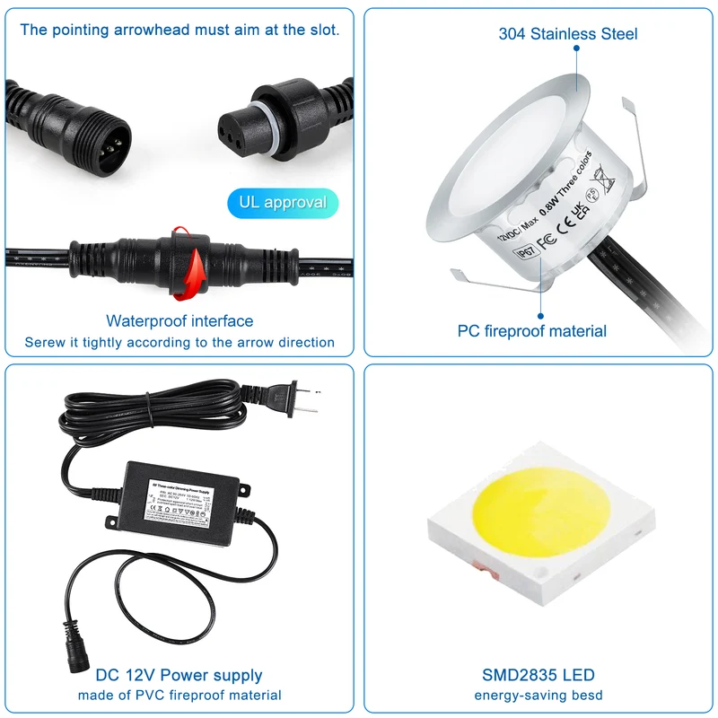 Recessed LED Deck Light Kits 3 Color Changing