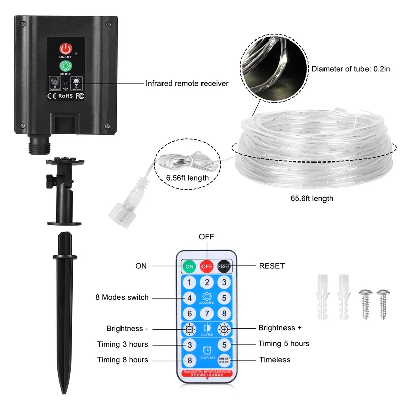 Solar Rope Lights White color 72FT 200 LED