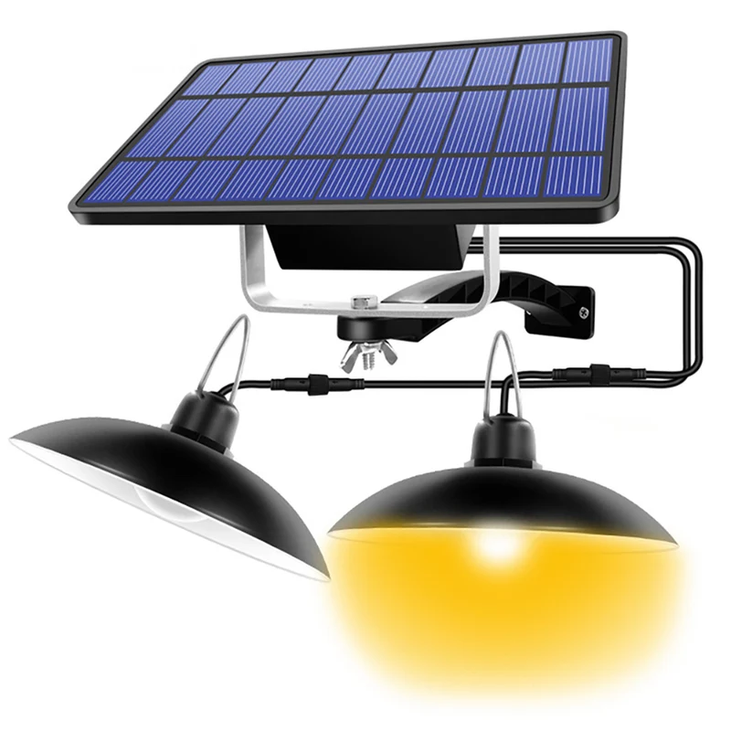 Double Head Solar Pendant Light Outdoor Indoor