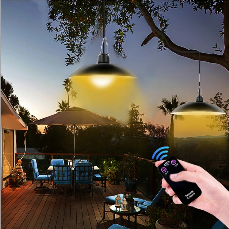 Double Head Solar Pendant Light Outdoor Indoor